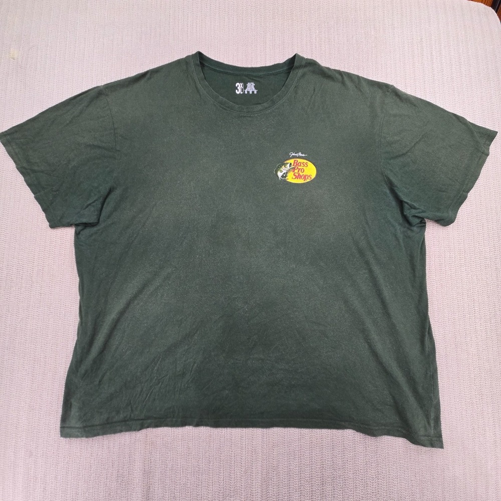 Bass Pro Shops Shirt Men 3XL Green Short Sleeve Logo Graphic Tee Fishing Outdoor